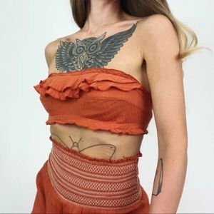 Free People  Smocked Gauze Top + Bottom Set